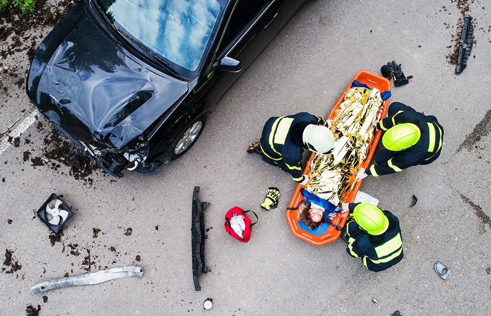 Motorcycle accident injury victim with severe leg injuries, highlighting the impact of motorcycle crashes and the need for legal support in personal injury claims.
