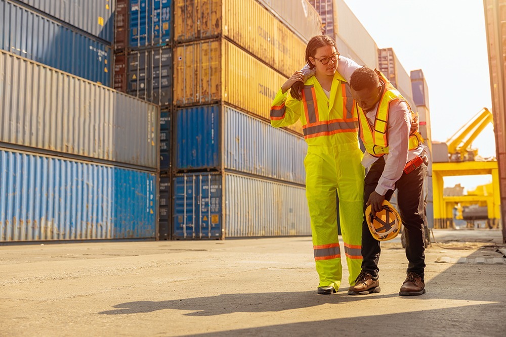 Workplace injury victim with an arm injury, highlighting the impact of workplace accidents and the need for legal support in personal injury claims.
